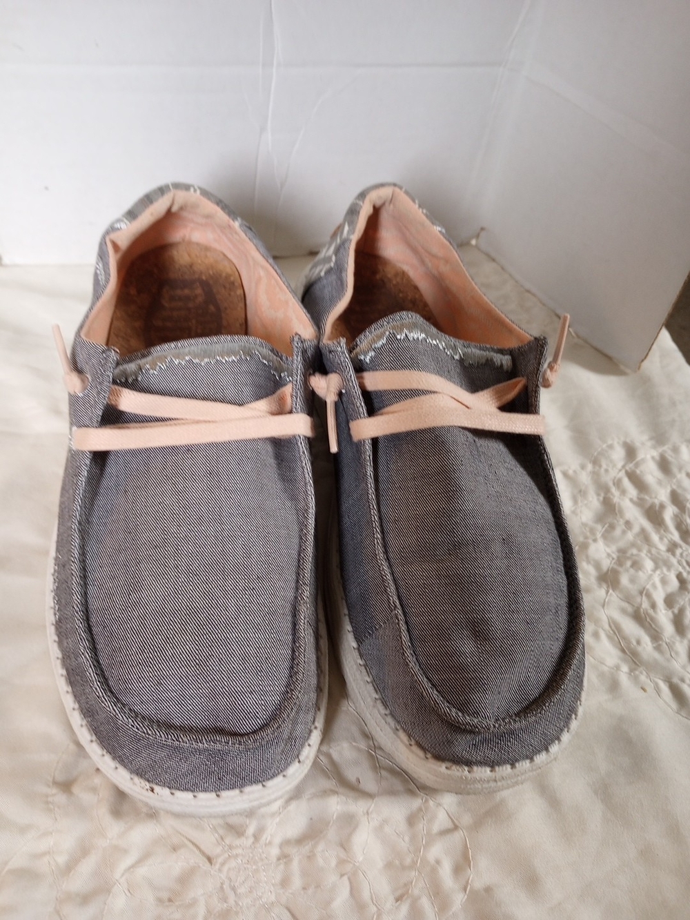 Hey Dude Wendy Boho Gray Slip-On Canvas Shoes Size 9
